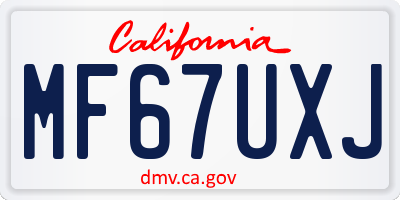 CA license plate MF67UXJ