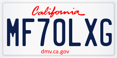 CA license plate MF70LXG