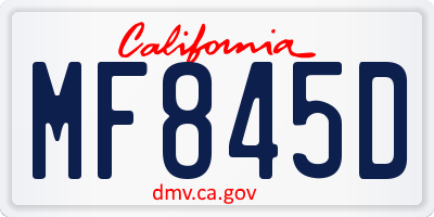 CA license plate MF845D