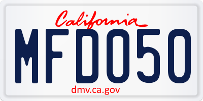 CA license plate MFD050