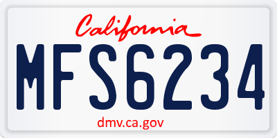 CA license plate MFS6234