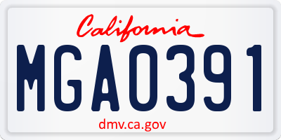 CA license plate MGA0391