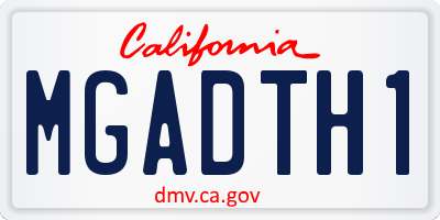 CA license plate MGADTH1