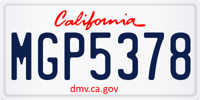 CA license plate MGP5378