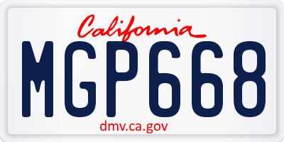 CA license plate MGP668