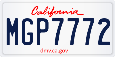 CA license plate MGP7772