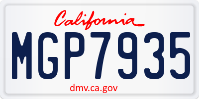 CA license plate MGP7935
