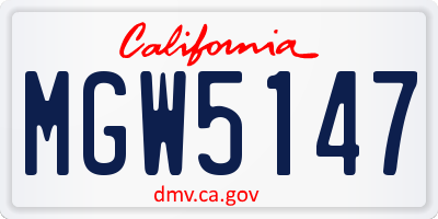 CA license plate MGW5147