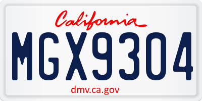 CA license plate MGX9304