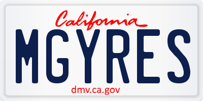 CA license plate MGYRES