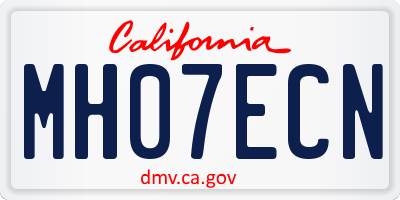 CA license plate MH07ECN