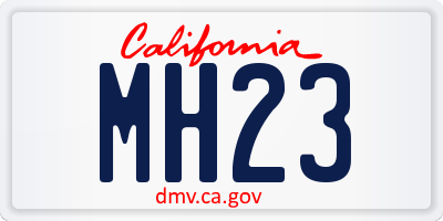 CA license plate MH23