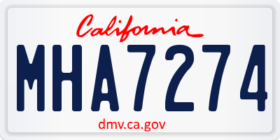 CA license plate MHA7274