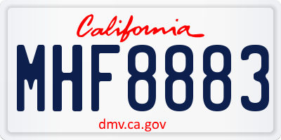 CA license plate MHF8883