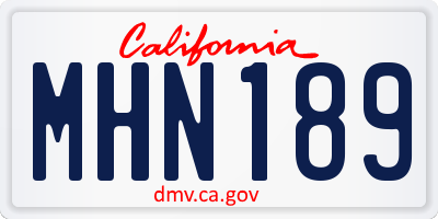 CA license plate MHN189