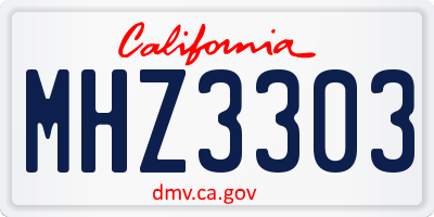 CA license plate MHZ3303