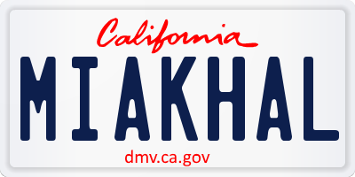 CA license plate MIAKHAL