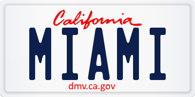 CA license plate MIAMI