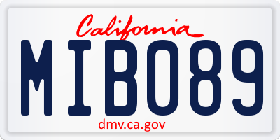 CA license plate MIB089