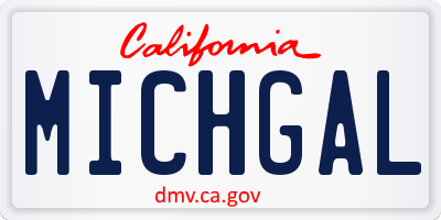 CA license plate MICHGAL