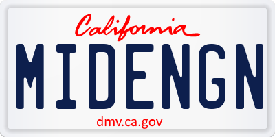 CA license plate MIDENGN