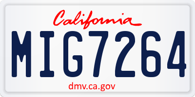 CA license plate MIG7264