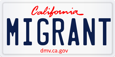 CA license plate MIGRANT