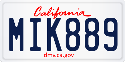 CA license plate MIK889