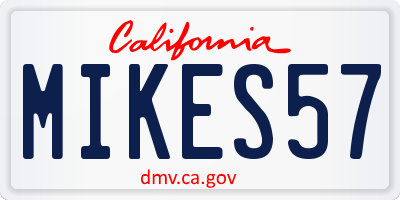 CA license plate MIKES57