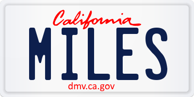 CA license plate MILES