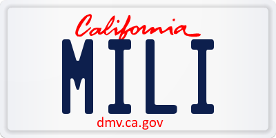 CA license plate MILI