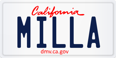 CA license plate MILLA