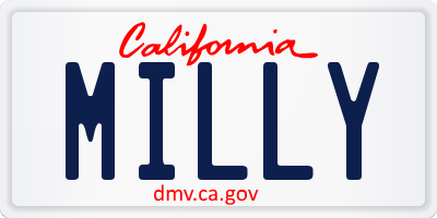 CA license plate MILLY