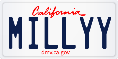 CA license plate MILLYY