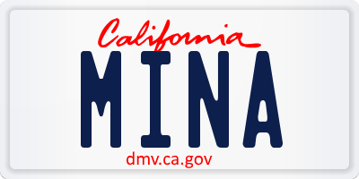 CA license plate MINA