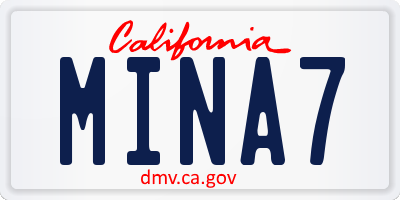 CA license plate MINA7