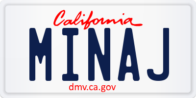 CA license plate MINAJ