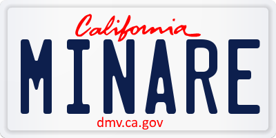 CA license plate MINARE