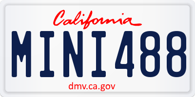 CA license plate MINI488