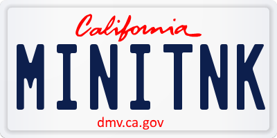 CA license plate MINITNK