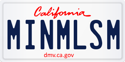 CA license plate MINMLSM