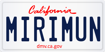 CA license plate MIRIMUN