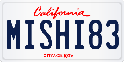 CA license plate MISHI83