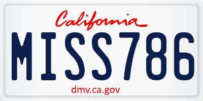 CA license plate MISS786