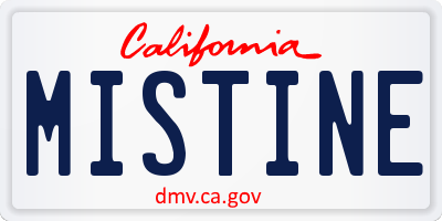 CA license plate MISTINE