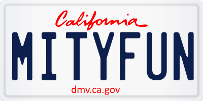 CA license plate MITYFUN