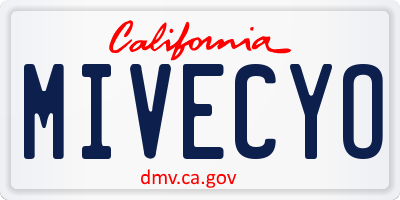 CA license plate MIVECYO