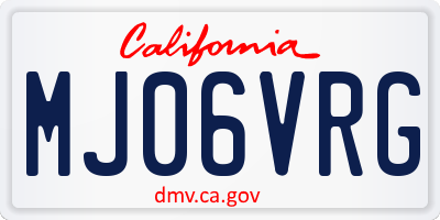 CA license plate MJ06VRG