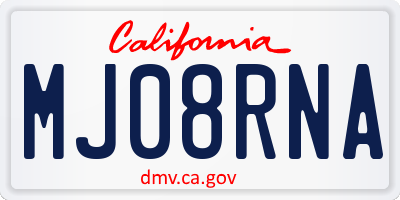 CA license plate MJ08RNA