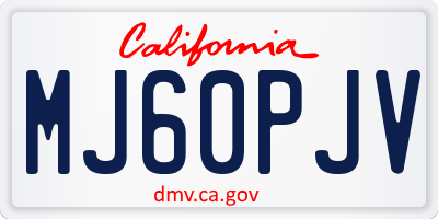 CA license plate MJ60PJV